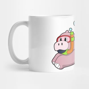 Hippo at Diving with Snorkel Mug